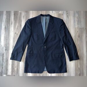 Hugo Boss Mens 2 Button Super 120 Navy Blue Pen Stripe Wool Suit Jacket 44R